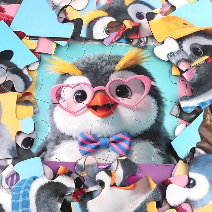 Jumbo Floor Puzzle for Kids,48 Piece Penguin Jigsaw Puzzle Ages 3-8 | 12 Penguin Characters,Extra-thick Cardboard,Preschool Learning Toy,35x24 in Completed,Educational Gift for Boys and Girls