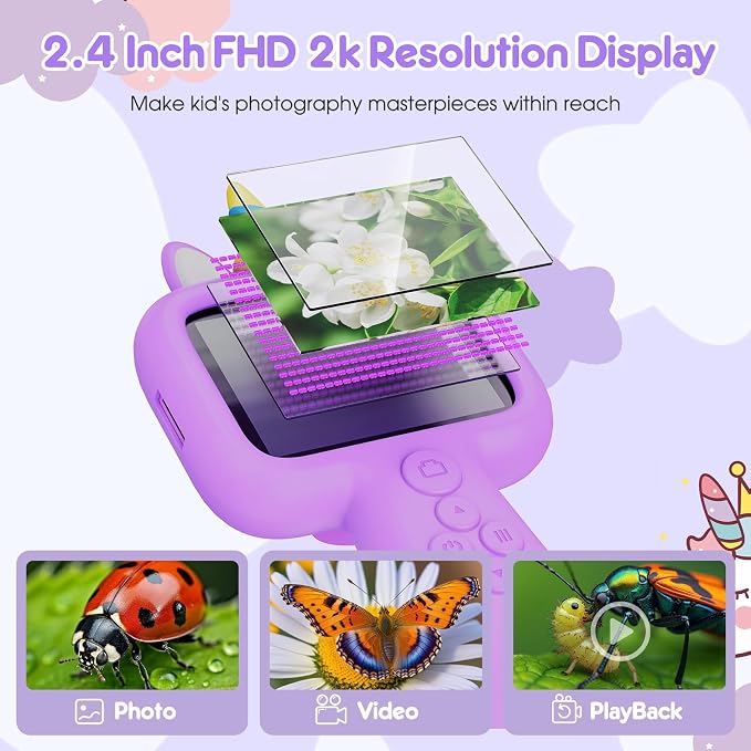 Magnify 2.4" Screen Handheld Microscope for Kids, 600X Digital 4K Kids Microscope, 8 LEDs Pocket Microscope, Portable Edu Toy for Ages 3-12 Boys& Girls Exploring Bugs Plants at Home & Outdoor Travel
