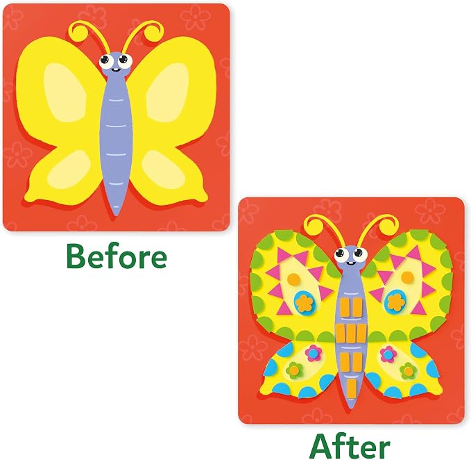 Skillmatics Fun with Foam Sticker Art – Animals, Craft Kit, Gift for Kids | 3D Foam Stickers, Travel Toy, Mess-Free Fun for Boys & Girls, DIY Felt Craft Kits for Ages 3, 4, 5, 6, 7
