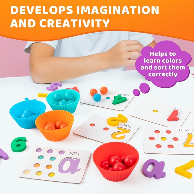 Fine Motor Toys，Wooden Peg Board Bead Game for Toddlers - Rainbow Stacking, Color Sorting & Counting Toys | Fine Motor Skills Development | Math Learning Games for 3 4 5 Years Old