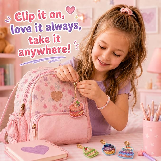 DIY Glitter Craft Kit with Keychains - Mess-Free Arts and Crafts for Kids Ages 4-8, Fun Shake-It Activity, Creative Travel Toys, Party Favors & Birthday Gifts for Girls 4-9