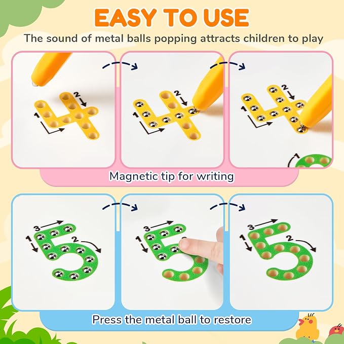 JoyCat Magnetic Animal Number Tracing Board, Double-Sided Numbers 1-20 | 2-in-1 animal number toy for toddlers and kids; preschool math manipulative and kindergarten educational gift for ages 3-5.