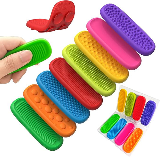 Fidget Toys Worry Stones & Calm Strips - 8 Pack Sensory Toys for Kids with Autism, Quiet Fidgets for Classroom Treasure Box Prize, Texture Suction Toys for Autistic Kids 5-7 8-12