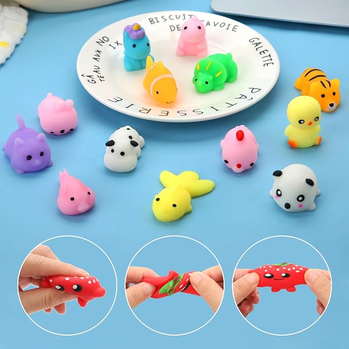 60 Pack Mochi Squishy Toys, Kawaii Mini Squishies Party Favors for Kids | Stress Relief Fidget Sensory Toys, Treasure Box Toy Classroom Prizes, Birthday Xmas Gift Easter Pinata Goodie Bag Stuffers