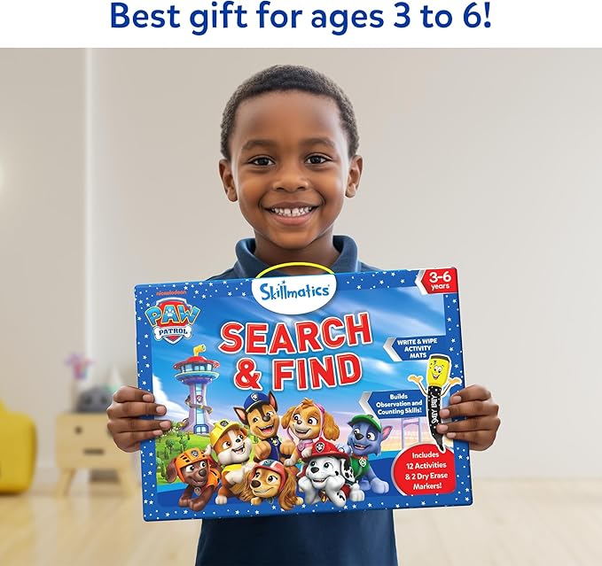 Skillmatics Search and Find – PAW Patrol, Preschool Activity, Gift for Kids | Write & Wipe Mats, Learning & Educational Toy for Toddlers & Kids, Back to School Supplies for Boys & Girls Ages 3, 4, 5