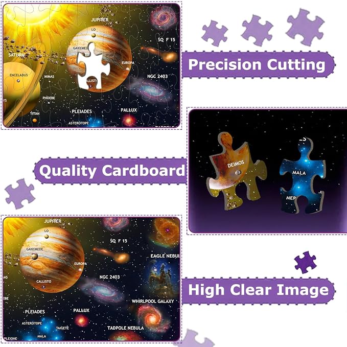 Puzzles for Kids Ages 6-8 & 8-10, 200 Piece Solar System Jigsaw Puzzle | Educational Space Learning Toy, Great Birthday And Holiday Gift for Boys And Girls