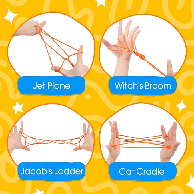 Kasfalci String Game Book Kit - Teen Girl Gifts, Birthday Gifts for 8 9 10 11 12 Year Old Girl - Classic Finger String Figures Toy - Travel Toys for Boys Girls Ages 6-12 - Brain Teaser Activity