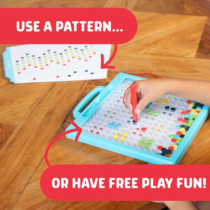 Chuckle & Roar Dot Art Designer, Magnetic Drawing Board, Mess Free, 3+ | Screen-Free Creative Play, Magnetic Bead Play, 50 Guided Activities, Road Trip Activities for Kids, Open-Ended Dot Art
