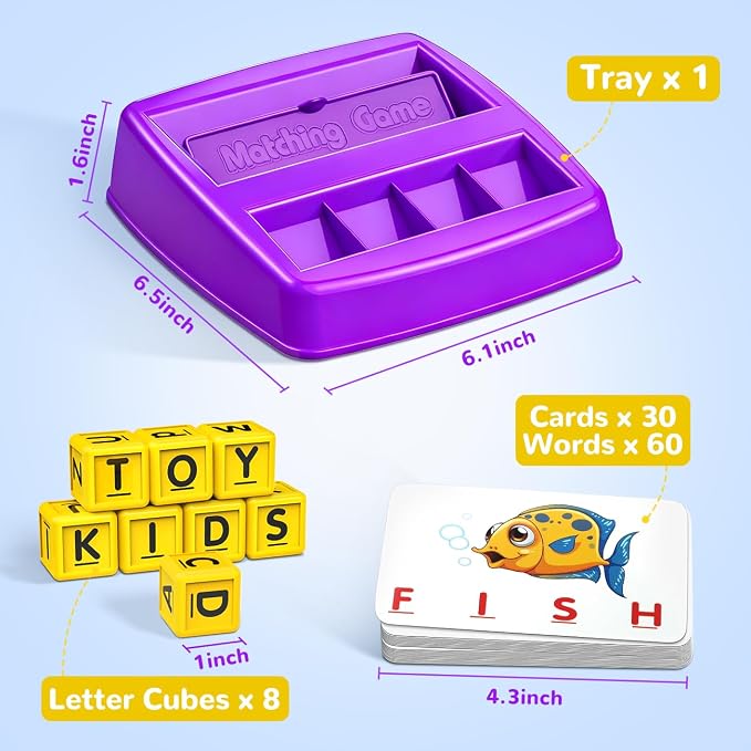 NARRIO Educational Toys for 3 4 5 Year Old Girls Boys Gifts, Matching Letter Spelling Games Learning Toys for Kids 2-4 Year Olds, Christmas Birthday Gifts for 3-6 Year Old Girls Toddler Toys Age 2-4