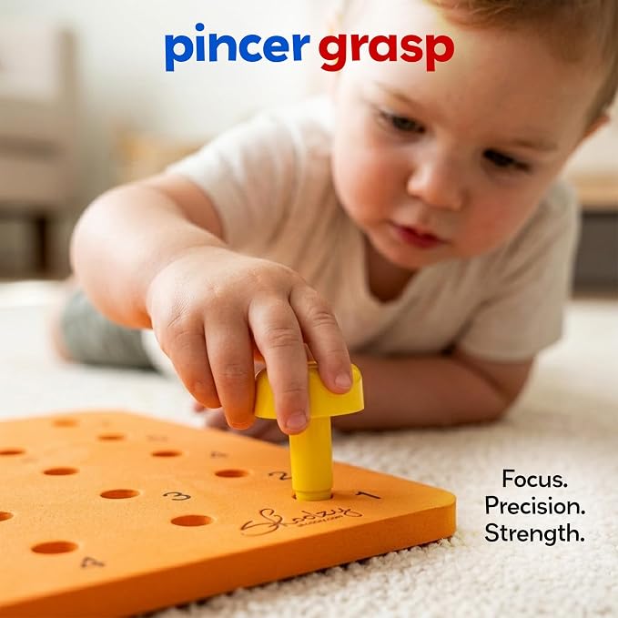 Peg Board Set - Montessori Toys for 2 Year Old - 33 Pc Peg Board for Kids - Occupational Therapy Toys with Pegs, Dice, Lacing String & Storage Bag - Montessori Toys for 2+ Year Old | Occupational Therapy Toys with Pegs, Dice, Lacing String & Storage Ba...