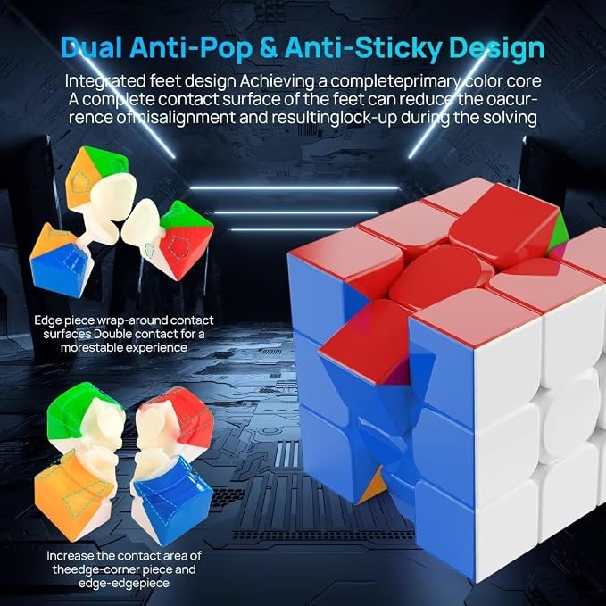 Magnetic 3x3 Speed Cube Stickerless for Kids & Adults, Competition Cube | 24 magnets with smooth turning and excellent corner cutting. Built for speedcubing, practice, competition and daily solving.