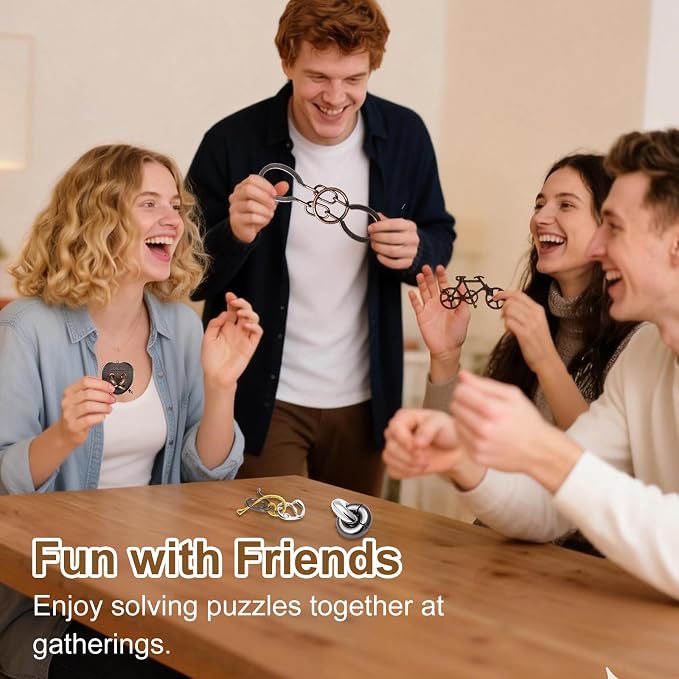 9 PCS Metal Brain Teaser Puzzles Disentanglement Puzzles Lock Puzzle Games Set Gift for Adults Teenagers Kids(9 PCS Metal Puzzles B)