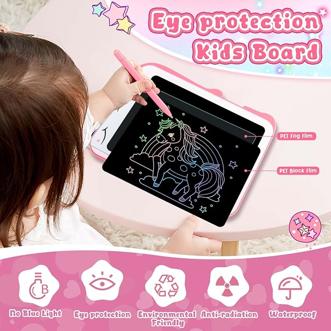 Teriph LCD Writing Tablet for Kids, Unicorn Girl Toys, Toddlers Toys Drawing Board, Educational Doodle Pad Kid Toy for 3 4 5 6 7 8 Year Old Girls Boys Easter Birthday Party Xmas Gift, 8.5inch & Pink