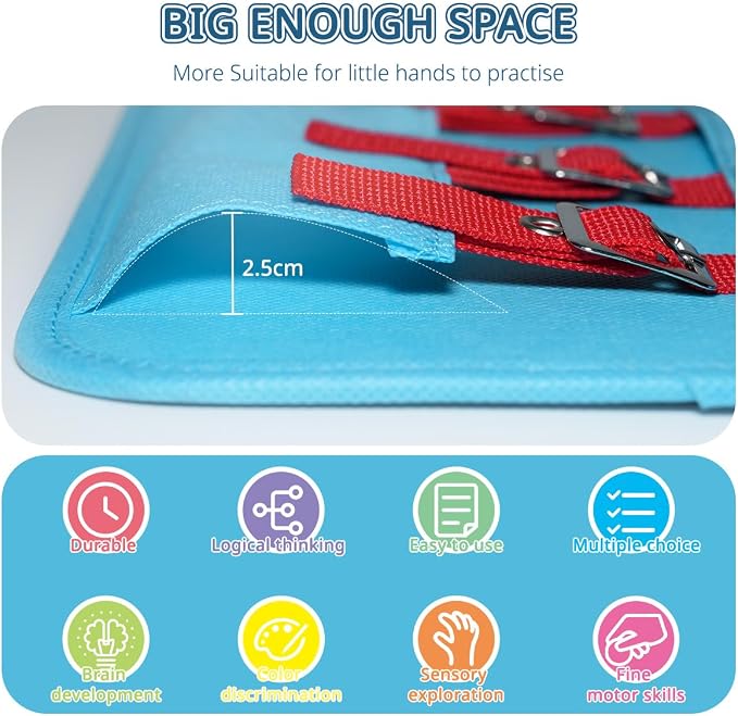 Learning to Dress Busy Boards, Shoe Tying Practice for Kids, Basic Life Skills Toys Learn to Button, Buckle, Zip, Snap, Lace, Tie, Sensory Board Fine Motor Development Toy for Preschool Classroom