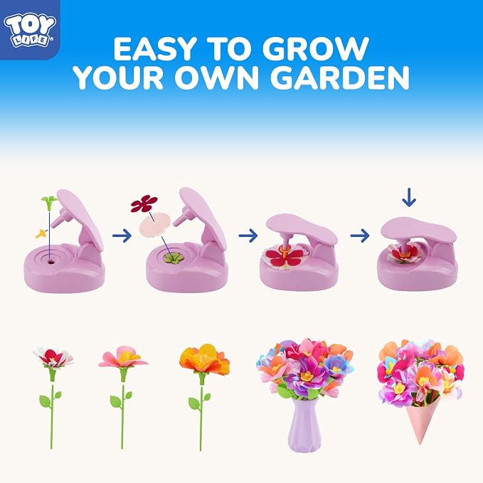 TOY Life DIY Flower Bouquet Craft Kit, Reusable Fabric, Ages 3-12 | Hands-on STEM activity, washable pieces, girls birthday gift idea