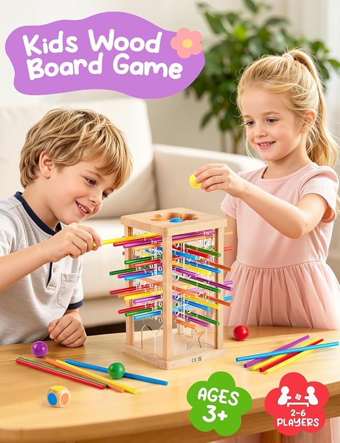 Montessori Wooden Board Game, Educational Math Toy for Kids Ages 4-6 | Fine Motor Skills Toy for 3+ Year Old Girls and Boys, Classic Table Game for Family Night Gift for Boys and Girls