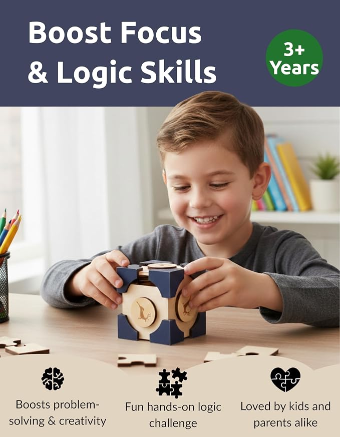 Brave Puzzle by Sharp Brain Zone – Wooden Mind Game, 3D Interlocking Brain Teaser, Logic Brain Teaser, Unique 3D Interlocking & Decorative Burr Puzzle