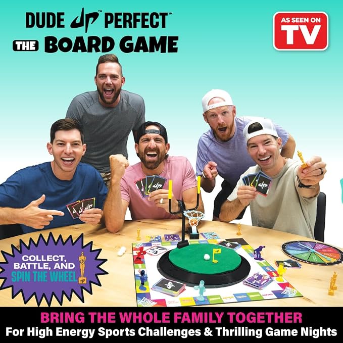 Dude Perfect Board Game with Soccer Add On; Action Packed Sports Challenges for Competitive Kids and Families | Perfect for Family Game Night; 2 to 5 Players; Ages 4 and up