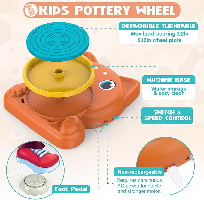 Aujazyble Pottery Wheel for Kids - Complete Pottery Painting Kit Crafts Toy | Art Supplies Arts and Crafts for Girls Boy Kids Toy, Birthday Halloween Christmas Gift for Kids Ages 6 7 8 9 10 11 12+, Dog