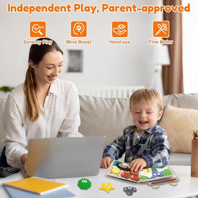 Busy Book for Toddlers 1-3, Felt Animals Busy Board for 1 Year Old | Montessori Toys, Peekaboo Quiet Book, Airplane Travel Toys, Educational Learning Activity, Birthday Gifts for Boys & Girls