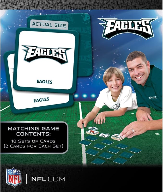 MasterPieces Sports Games - Philadelphia Eagles NFL Matching Game - Game for Kids and Family - Laugh and Learn