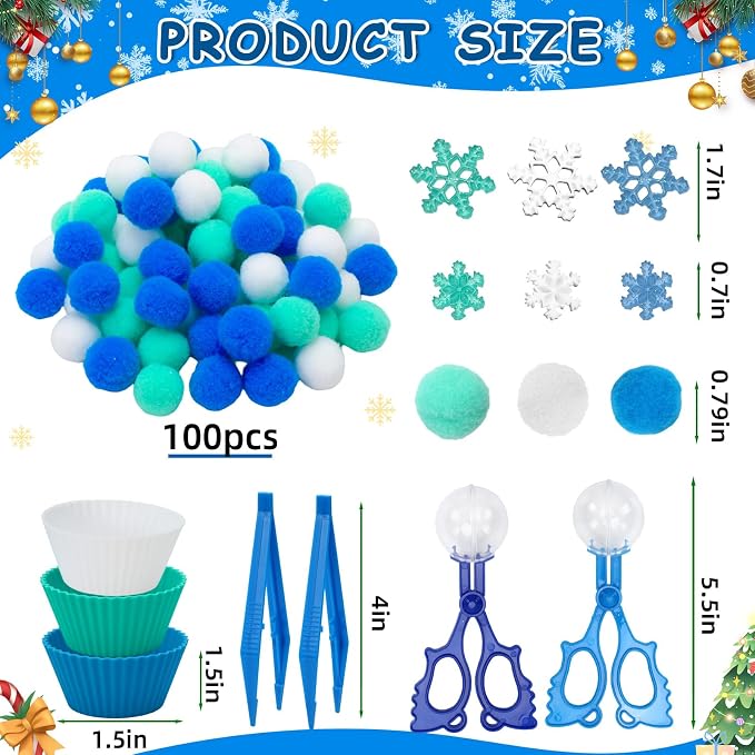241 Pcs Winter Sensory Bin Fillers Blue Sensory Bin Items | Includes Felt Snowflake Plastic Snowflake,Sorting Cups Tweezers,Winter Activities