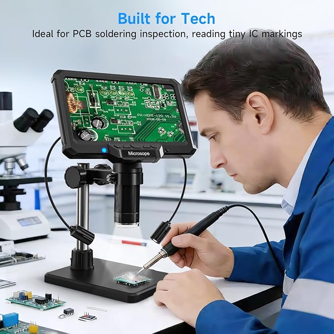 Digital Microscope for Adults Kids 7inch Screen Coin Magnifier Microscopes for Error Coins PCB, Bugs, STEM Learning, Soldering Electronics Microscopes Camera