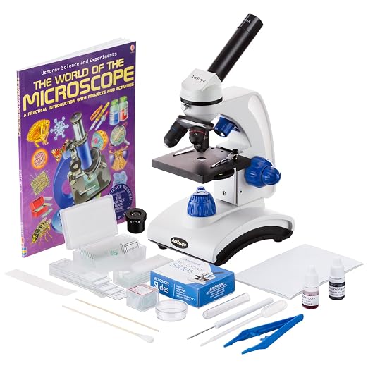 AmScope M162C-2L-PB10-WM-SP14-50P100S 1000X Microscope Kit | 40X-1000X Magnification Range