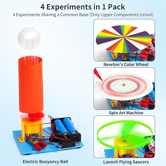 4 Set STEM Science Kits for Kids Age 8-12, Science Circuits Experiments | Crafts Projects Electric Motor Building Kit 8-10 9-12, STEM Toys for 8 9 10 11 13 Year Old Boys Girls Classroom Activity Gift