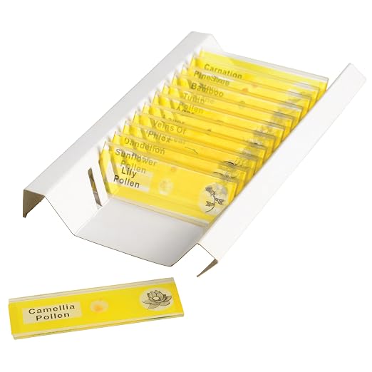 Prepared Microscope Slides for Kids – 12 Plastic Plant Specimens with Labels & Images – Safe, Durable Biology Science Kit for Students Ages 8+