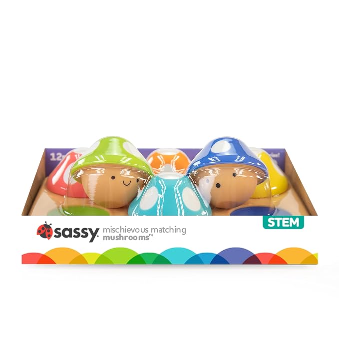 Sassy Mischievous Matching Mushrooms,Sorting Board,Social Emotional Learning Toy,STEM,12+ Months,(Pack of 6)