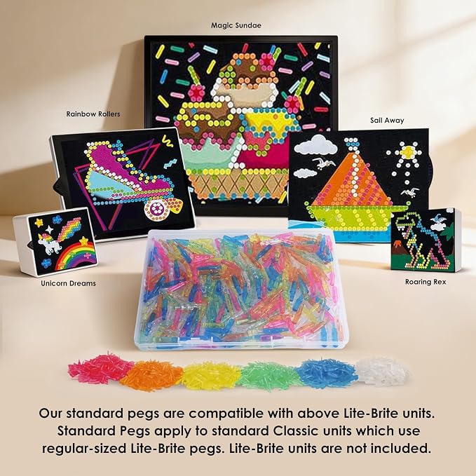 Refill Pegs for Use with Creative Light Up Board, 280 Pcs of Glowing Pegs, Light Up Drawing Board Accessories, 6 Colors, Creative Game Toys, Puzzle Learning Toys, Light Bright Toys for Kids Aged 4 +