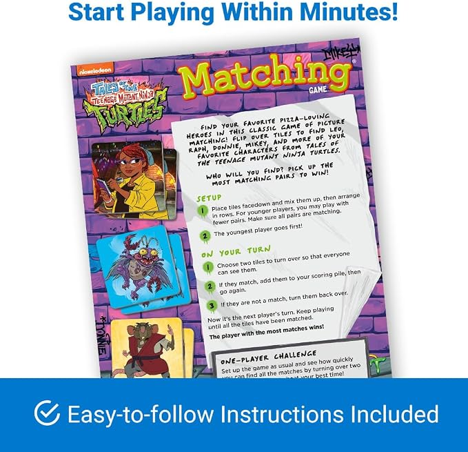 Wonder Forge Teenage Mutant Ninja Turtles Matching Game-Fun & Quick Memory Game for Kids | Engaging Toy for Ages 3-5 Years | Ideal for Solo or Family Play