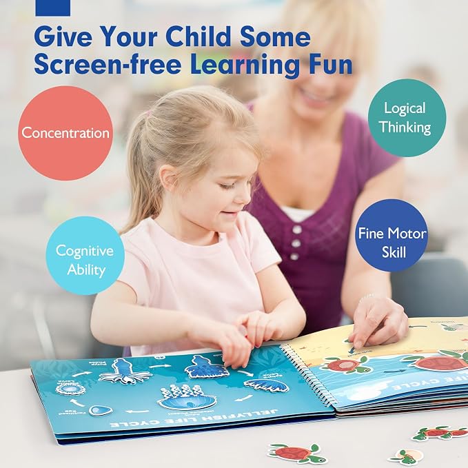 hahaland Busy Book for Toddlers 3-5, Preschool Learning Activities 27 Pages | Toddler Montessori Toys for 3 Year Old, 15 Educational Concepts, Learning Educational Travel Toys