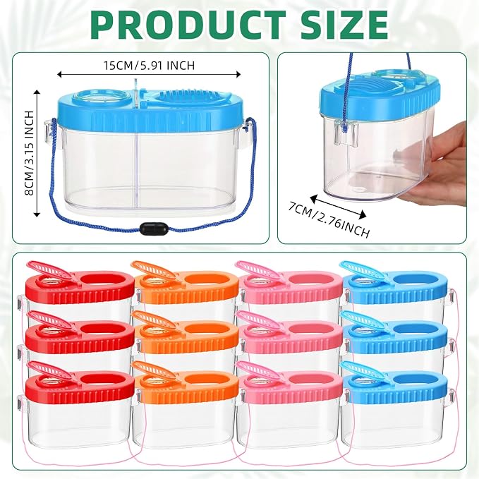 Halloscume 12 Pcs Insect Bug Viewer for Kids Explorer Outdoor Set Bug Catcher Containers for Insects Magnifying Insect Box Observation Kit for Science Nature Exploration Collecting