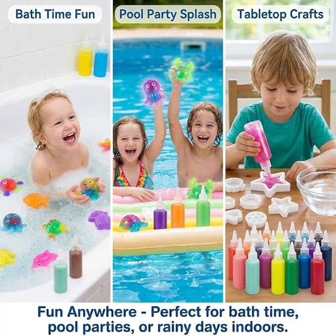 Magic Water Elf Toy Kit,20 Molds Safe & Non-Toxic Squishy Making Kit Focus & Concentration,Fun No-Mess STEM Activity-DIY Glow Magic Elves Craft for Boys Girls (12solid+6glow+4Sparkling+2Pearlescent)