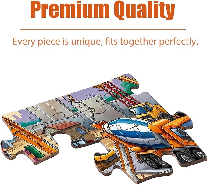 100 Piece Puzzles for Kids Ages 4-6 6-8 8-10, 100 Piece Construction Site Learning Educational Jigsaw Puzzles, Vehicle Kids Puzzles Ages 5-8 Gifts for Girls Boys - Every Piece is Unique