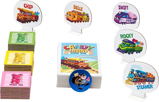 Candy Trains Cooperative Board Game for Kids Ages 4+, A Sweet Adventure | Build sweet tracks and work together to deliver the candy. Easy to learn, cooperative fun, perfect for family game night.