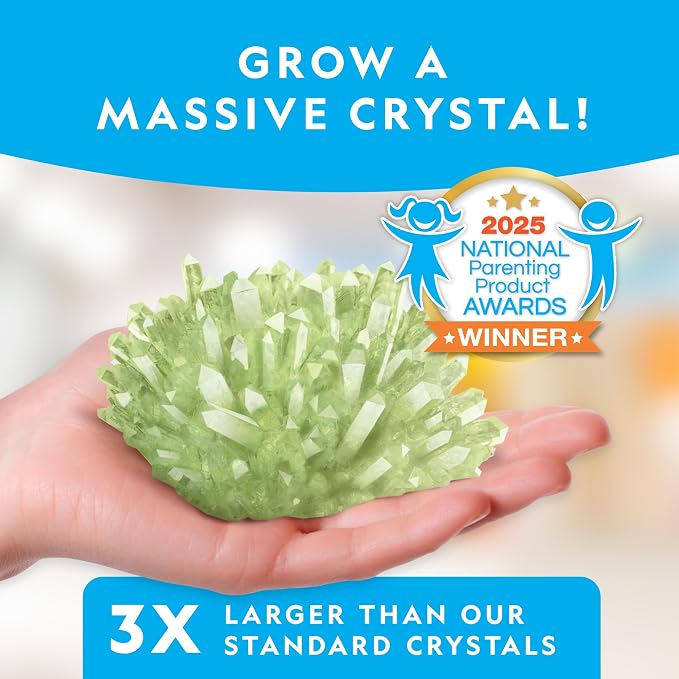 National Geographic Jumbo Glow-in-the-Dark Crystal Growing Kit for Kids | Grow a Giant Glow-in-the-Dark Crystal in Days, Crystal Chemistry Experiment, Science Activity, STEM Learning, Birthday Gift