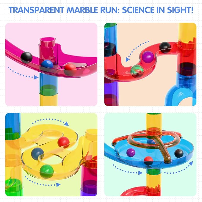 Ifollower Marble Run, 150Pcs Mable Track Race Toys for Kid, Upgrade Marble Maze Game Building Blocks STEM Learning Toy, Birthday for Boys Girls Aged 3-12