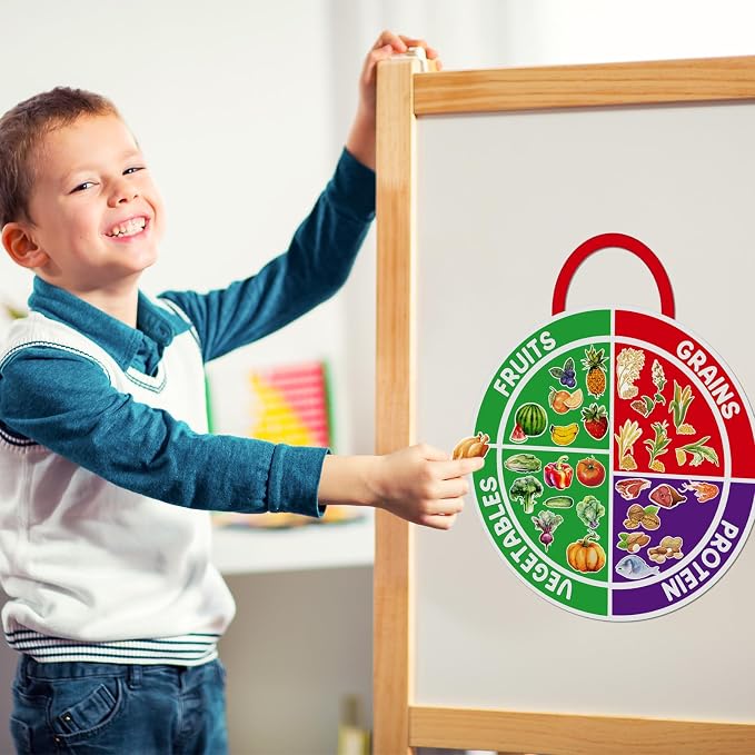 Cinrobiye 24 Set My Plate Food Stickers Preschool Vegetables Fruit Protein Grains Food Diary Early Learning Play Kit My Plate Food Chart Stories Games for Home School Classroom Supplies