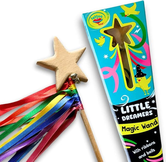 Wooden Wand for Kids with Ribbons and Bells | Wizard Fairy Princess Wand Toy | Handcrafted Magic Wand for Pretend Play & Costumes | Sensory Educational Montessori| Eco-Friendly Gift
