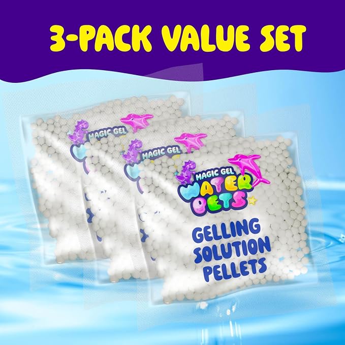 Magic Gel Water Pets Solution Refill - 3 Pack Magic Elf Toy Powder Kit | Aqua Fairy Optimized Solution for DIY Squishy Maker Set - Compatible with Most Water Gel Kits