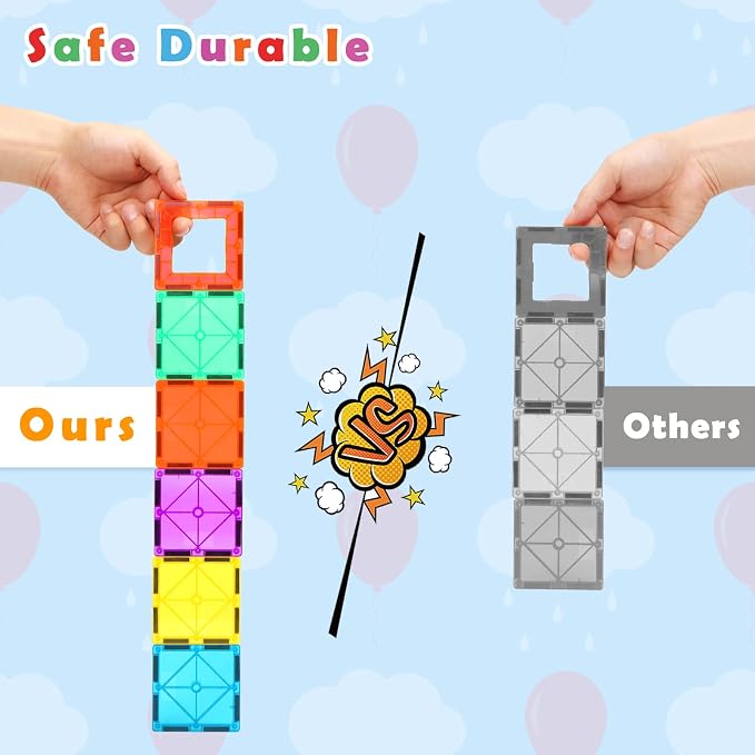 Gemmicc Magnetic Tiles, Magnet Toys Building Blocks for Kids, STEM Approved Educational Toys,Magnet Puzzles Stacking Blocks for Boys Girls,72 PCS Advanced Set