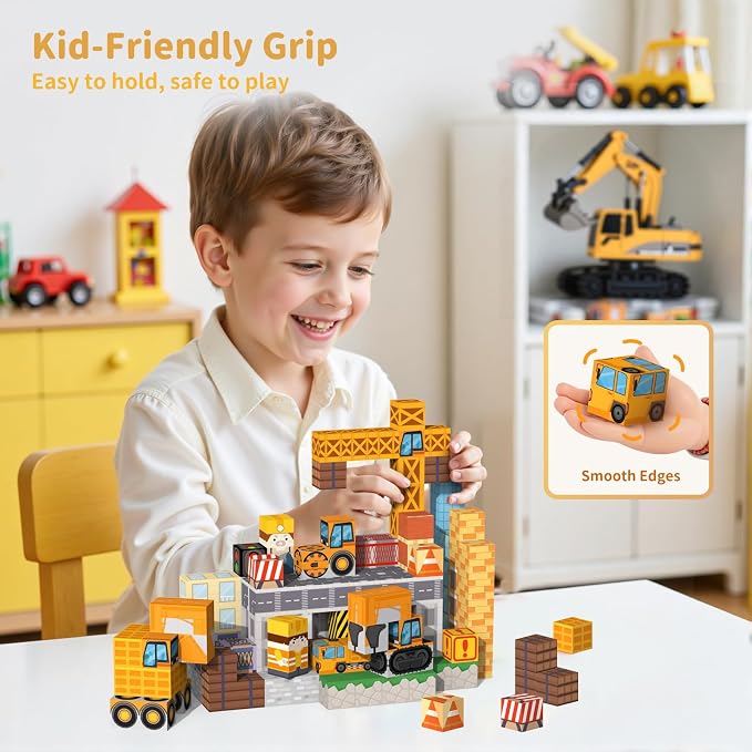 Magnetic Building Blocks Toys for Kids 154PCS Ages 3+ | Magnet Building Cubes Construction Set, STEM Sensory Stacking Toys, Birthday Gifts for Boys Girls
