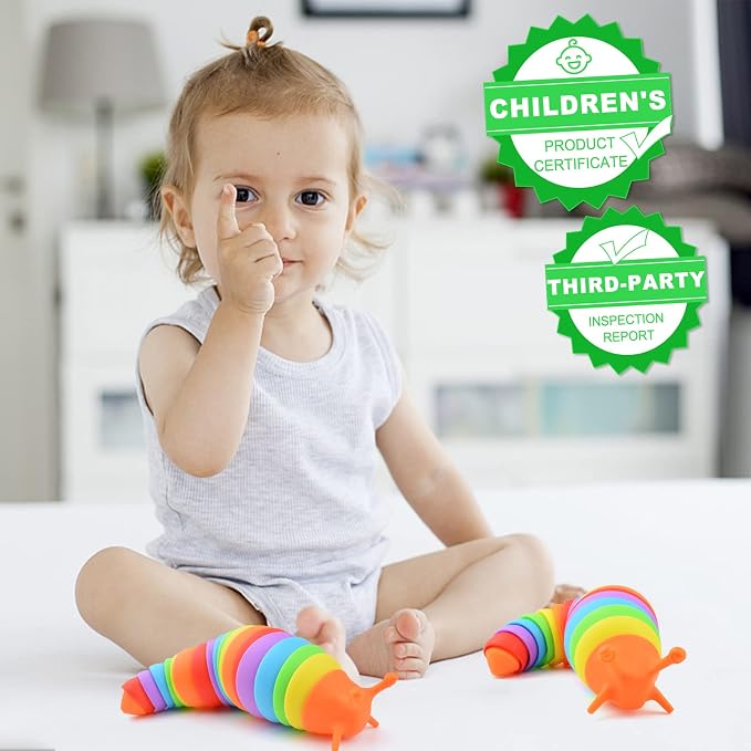 Cevioce Fidget Slug Toy, Sensory Slug Fidget Toy for Kids & Adults, 1 PC Cute Autism Sensory Toys for Autistic Children Easter Gifts for Girl Boy Birthday Easter Basket Stuffers for Toddlers Kids