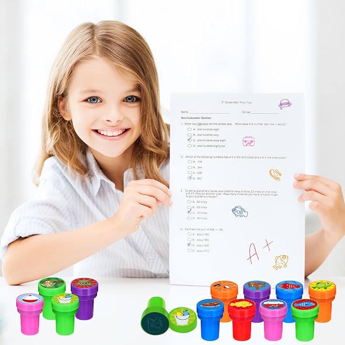 Cinrobiye 24 Pcs Gone Fishing Stampers Party Favor Set, Cute Fishing Theme Stamps for Kids Birthday Party, Classroom Rewards, Carnival Prizes, Goody Bag Fillers, Outdoor Adventure Party Supplies