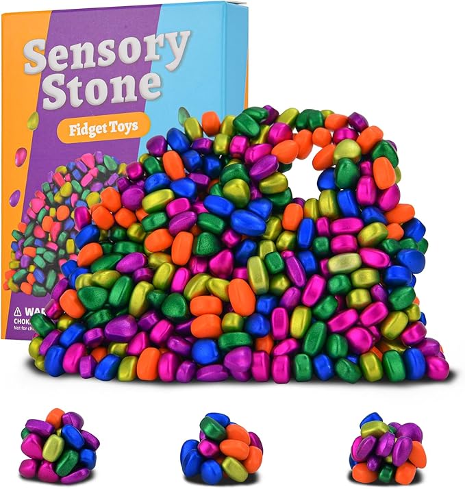 550pcs Fidget Toys Adults,Stress Relief Sensory Toys for Autism ADHD Anxiety,Smooth Ferrite Stones Desk Fidgets Toys,Fidget Toys Gifts(6colors)