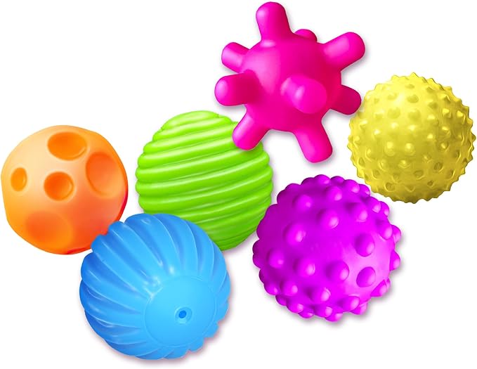 Sensory Balls for Toddlers 1-3, 6PCS Textured Sensory Toys | BPA-Free, Soft Squeeze, Multicolor Sensory Teething Ball, Fine & Gross Motor Skills, Baby Birthday Gift Toys