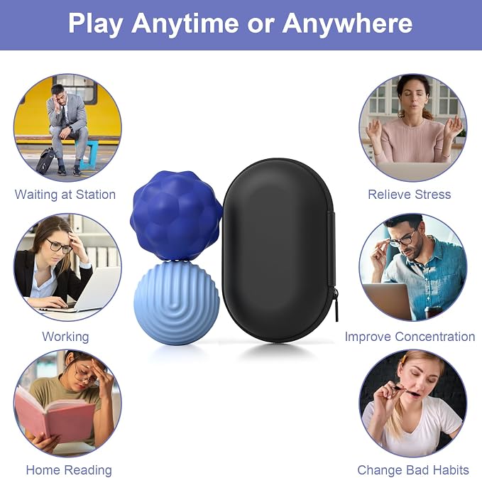 BUSOHA Silicone Magnetic Fidget Balls - 2 Pack Large Fidget Toys | Unique Textures Sensory Support,Quiet and Silent Stress Relief,Lightweight,Office,Travel,Autism,Anxiety,ADHD